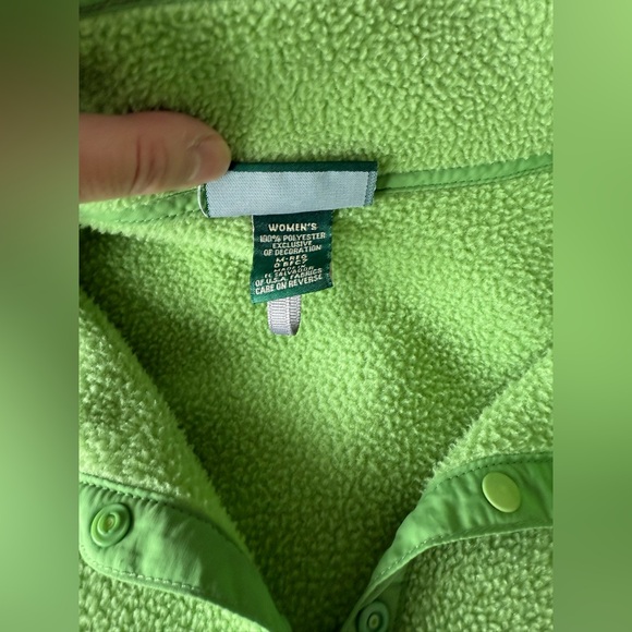 L.L. Bean Green Fleece Quarter Button Up Sweater - Picture 7 of 8